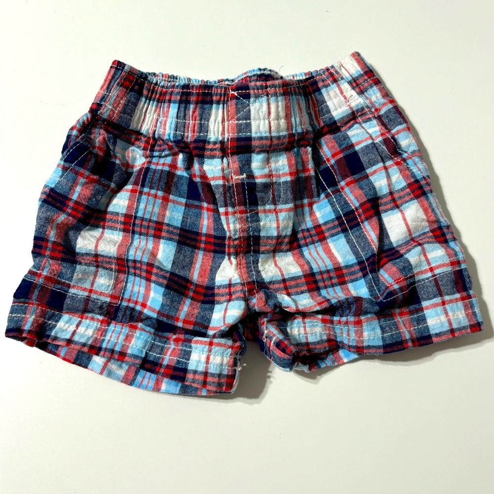Carter’s Red/Blue/White Plaid Colored Shorts, 3 Months